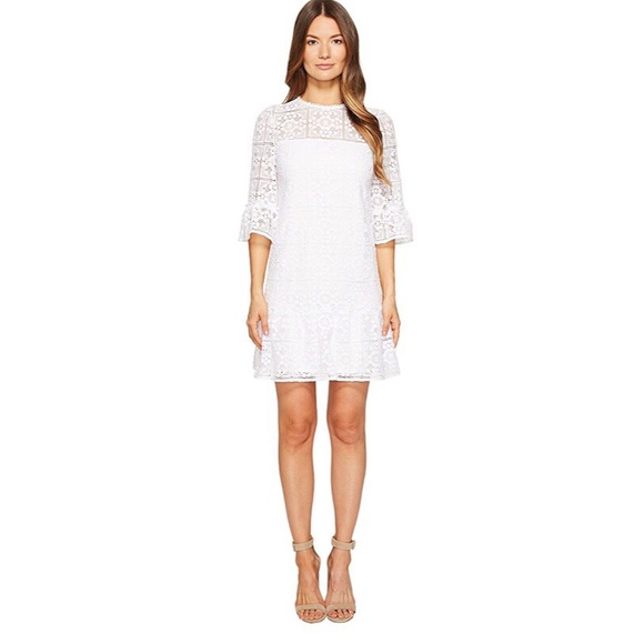 lace flounce shift dress